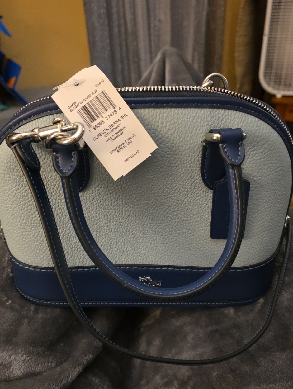 Coach Light Blue and Navy Mini Satchel with Silver Hardware/leather WWT